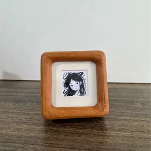 Spring Clearance Walnut Wood Magnetic Picture Frame 2.4x2.4 in Inner Opening with 1.1x1.1 Mat for Pets & Family Home Decor Minimalist Traditional Design