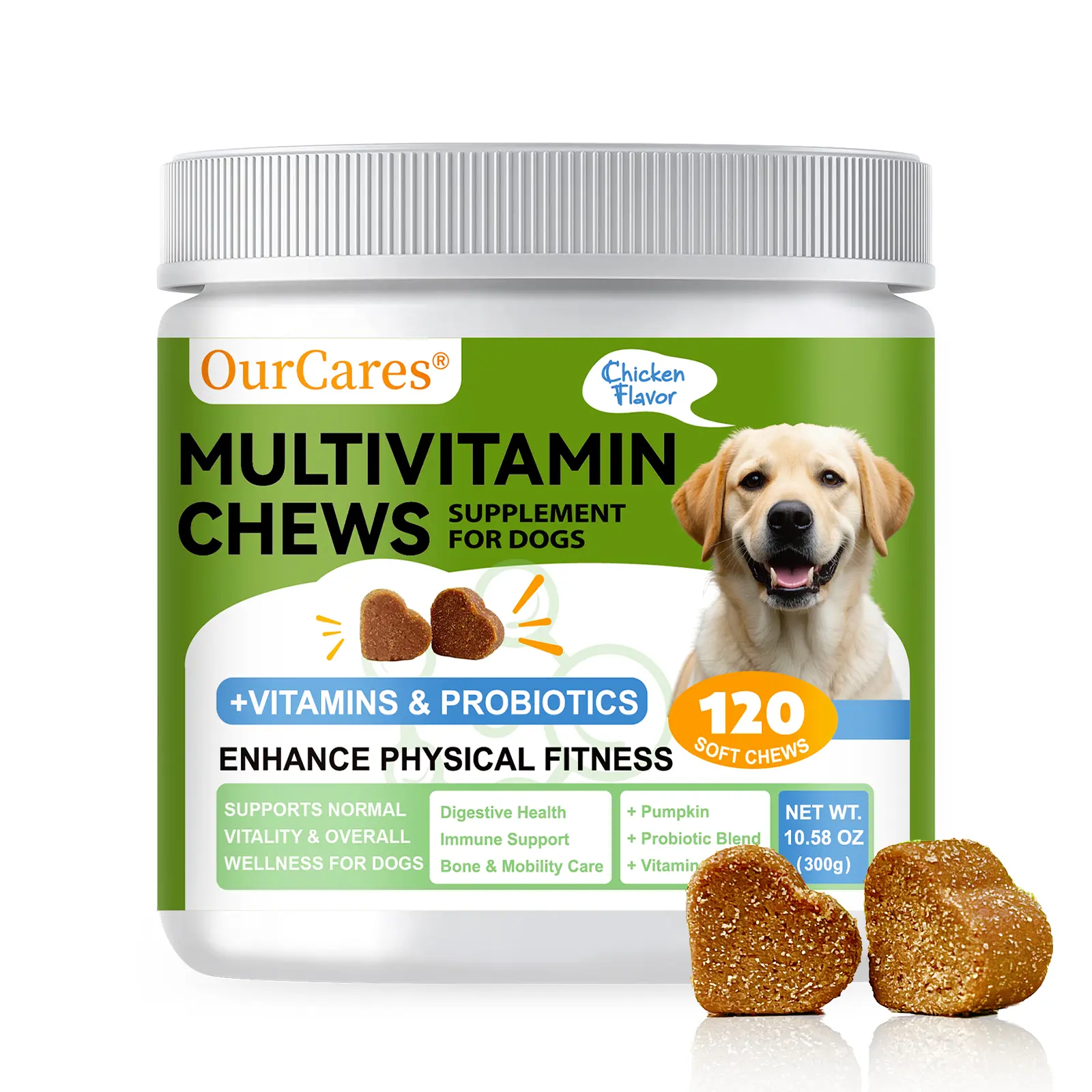 OURCARES 8-in-1 Chewable Multivitamin Bite for Dogs, Soft Chew Immune Support Dog Treats Supplement 8 in dog supplements