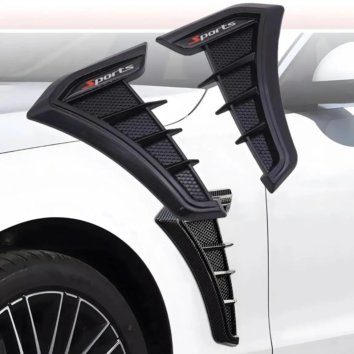Universal Car Fender Side Vent Cover,1 Pair Rubber Car Front Fender Vent Cover Trim Decoration Sticker Universal for Most Cars Baffles/Guard Strips/Friction Strips Spoiler Wing Accessory summerwins