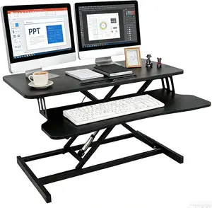 32 inch Desk Converter,  Height Adjustable Sit to Stand Riser, Dual Monitor and Laptop Workstation with Wide Keyboard Tray