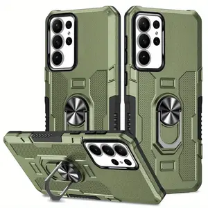 Shockproof Protective Case Cover with Ring Bracket, 1 Count Phone Case Cover, Protector, Phone Accessories for Samsung Galaxy S25 S24 S23 S22 S21 Ultra S20 FE Plus