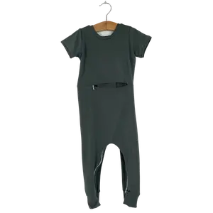 Deep Teal Bamboo Lyocell Romper with G-Tube Access