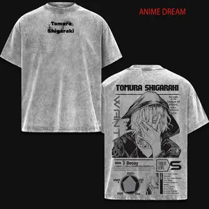 Tomura Shigaraki My Hero Academia Anime Double Printed Vintage Washed Tee Unisex Oversize Anime Manga Washed Heavyweight Cotton T-shirt