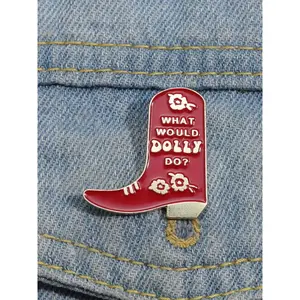 Summer 2024 Fashionable Red Boot Design Brooch Pin, What Would Dolly Do Brooch, Unisex Clothes Accessories, Flower Brooch Pin