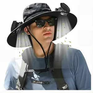 Solar Powered Fan Hat with 3-Speed Adjustable Fan, Waterproof, Breathable, Large Sun Protection, Rechargeable via Solar or Type-C for Long Battery Life, Lightweight and Portable