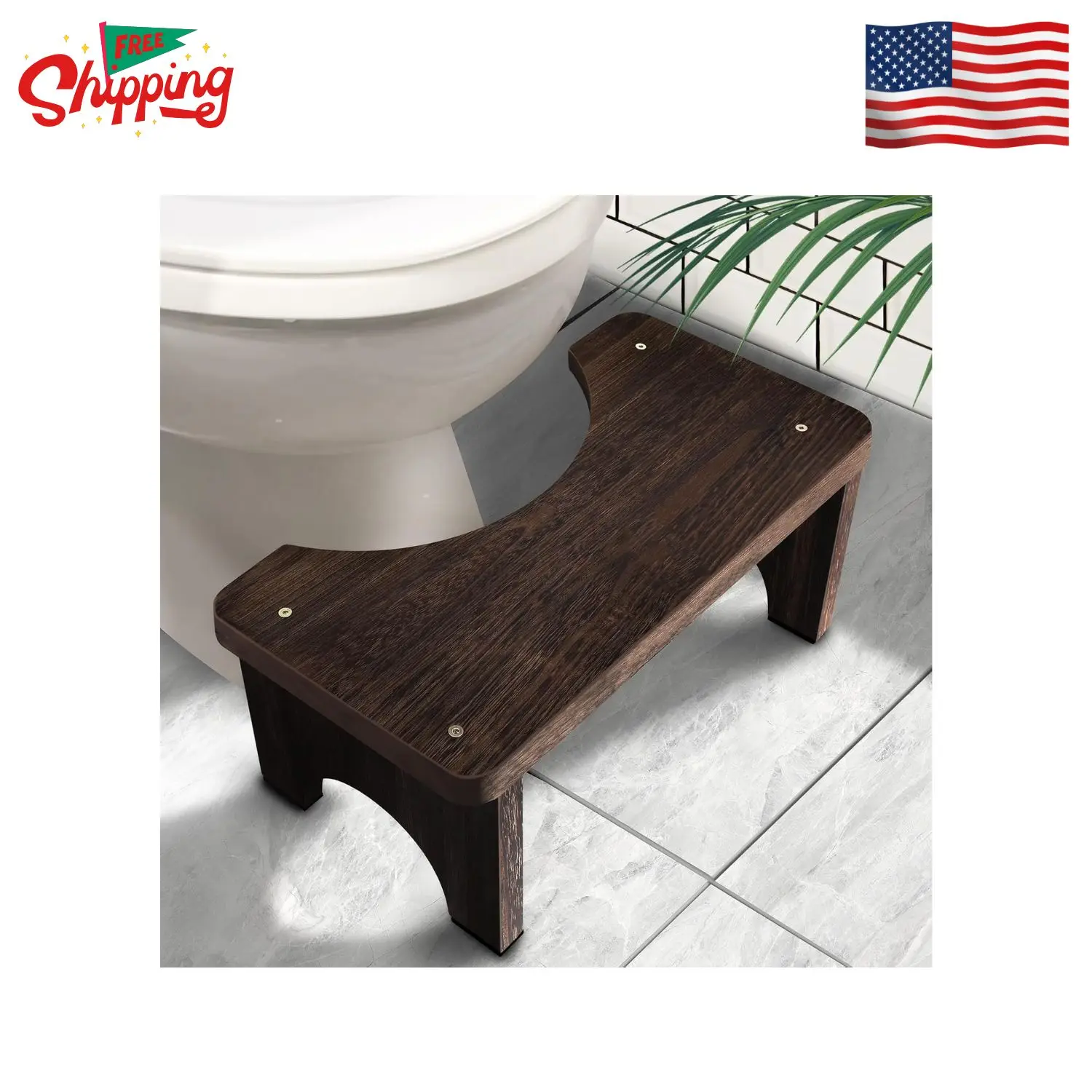 Wood Toilet Stool Squat Adult, Poop Stool for Bathroom Adults