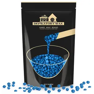 1lb Hard Wax Beads, Blue Waxing Beads, Brazilian Bikini Wax Hard Wax Hair Removal for Face, Body, Legs, Pearl Beads for Wax Warmers