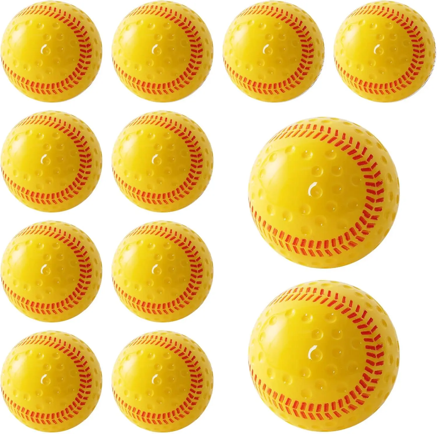 12 Pack Yellow Dimpled Baseballs, 9-Inch for Pitching Machine, Hand-Eye Coordination, Hitting and Fielding Practice