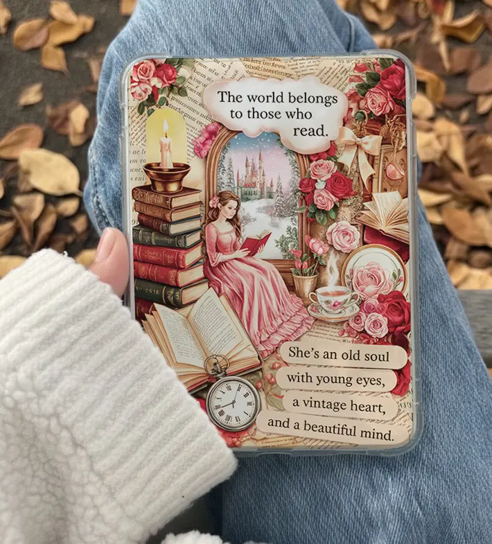 Valentine's Romance Kindle Insert for Clear Tablet Case - Aesthetic Book Lover Decor, Cozy Reading Accessory for Tablet Covers & Accessories