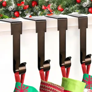 Christmas Stocking Holders for Mantle, 4 Pack Stocking Hangers for Mantel, Non-Skid Stocking Hangers, Lightweight Stocking Hooks for Fireplace Home Party Decor