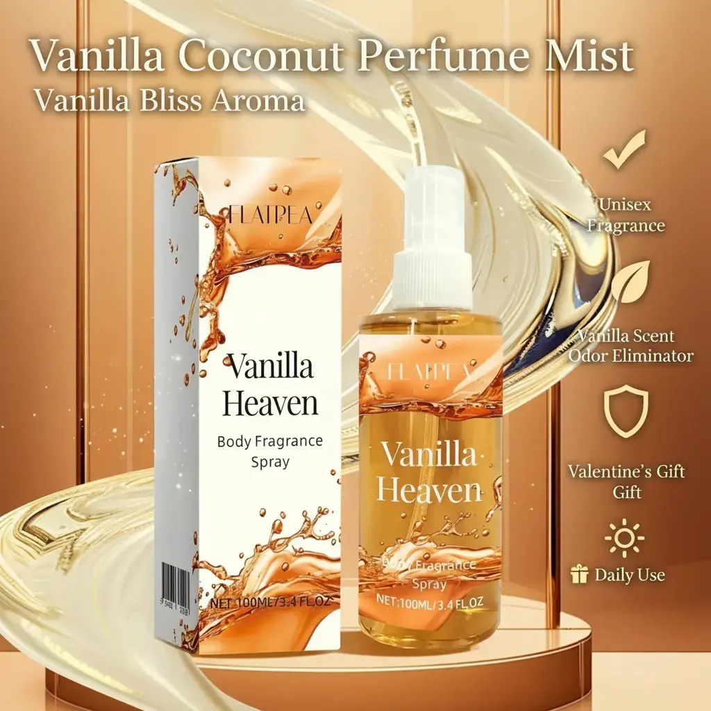 Vanilla Coconut Perfume Mist Spray - -Free Body & Hair Fragrance Suitable for Women & Men, Liquid Perfume with Vanilla Scent, Odor Eliminator, Valentines Gift, Daily Perfume Spray