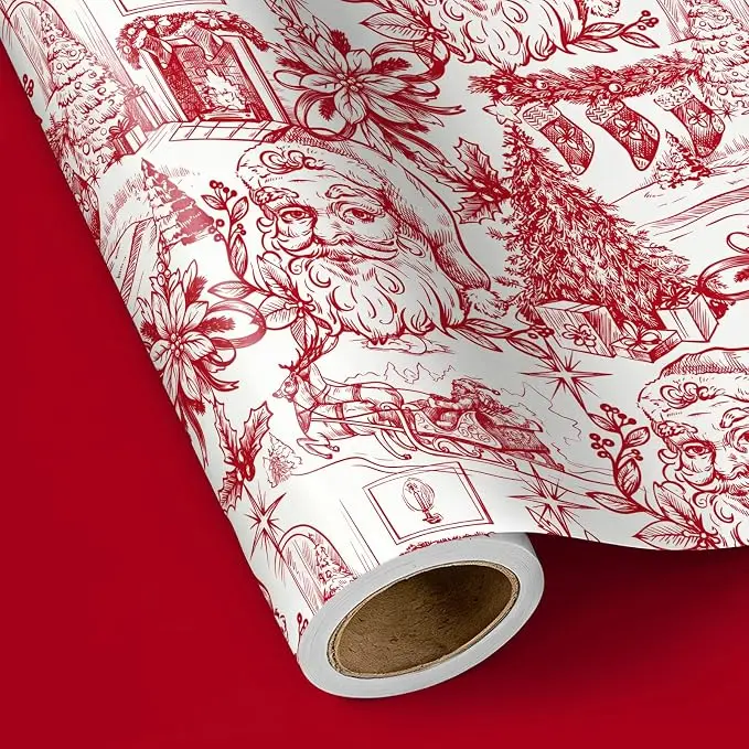 RUSPEPA Christmas Wrapping Paper Collection, Classic Holiday Gift Wrap Rolls with Santa, Christmas Trees, Reindeer & Elegant Floral Designs, Premium Xmas Wrapping Paper for Gifts, Parties & Crafts,17 Inches x 16.4 Feet