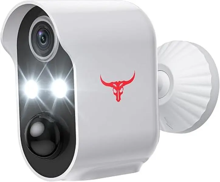 Outdoor Wireless Security Camera - 1080P, Battery Powered, AI Human Detection, Color Night Vision, 2-Way Audio, IP65 Waterproof, 2.4G Wi-Fi, Cloud Storage, 2 Spotlights