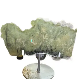 Prenhite Raw Naturally Drusy Crystal Statement Piece  Slab with Custom Stand Green Crystal Specimen on Stand Earth Attribute Specimen store Home Decorative Piece Natural