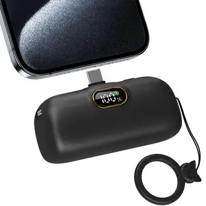 LUCKYDUO Portable Phone Charger, USB C Portable Charger 5000mAh, Mini Power Bank Type C 20W Fast Charging, LCD LED Display Phone Battery Pack for iPhone 15 16, AirPods, Samsung Galaxy, Android Phones