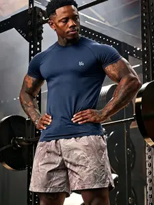 Men's Round Neck Short Sleeve T-Shirt, Comfortable Breathable Sweat-Wicking, Tight Fit for Gym Workout, Outdoor Running, Fashion Daily Wear, Athletic Tee