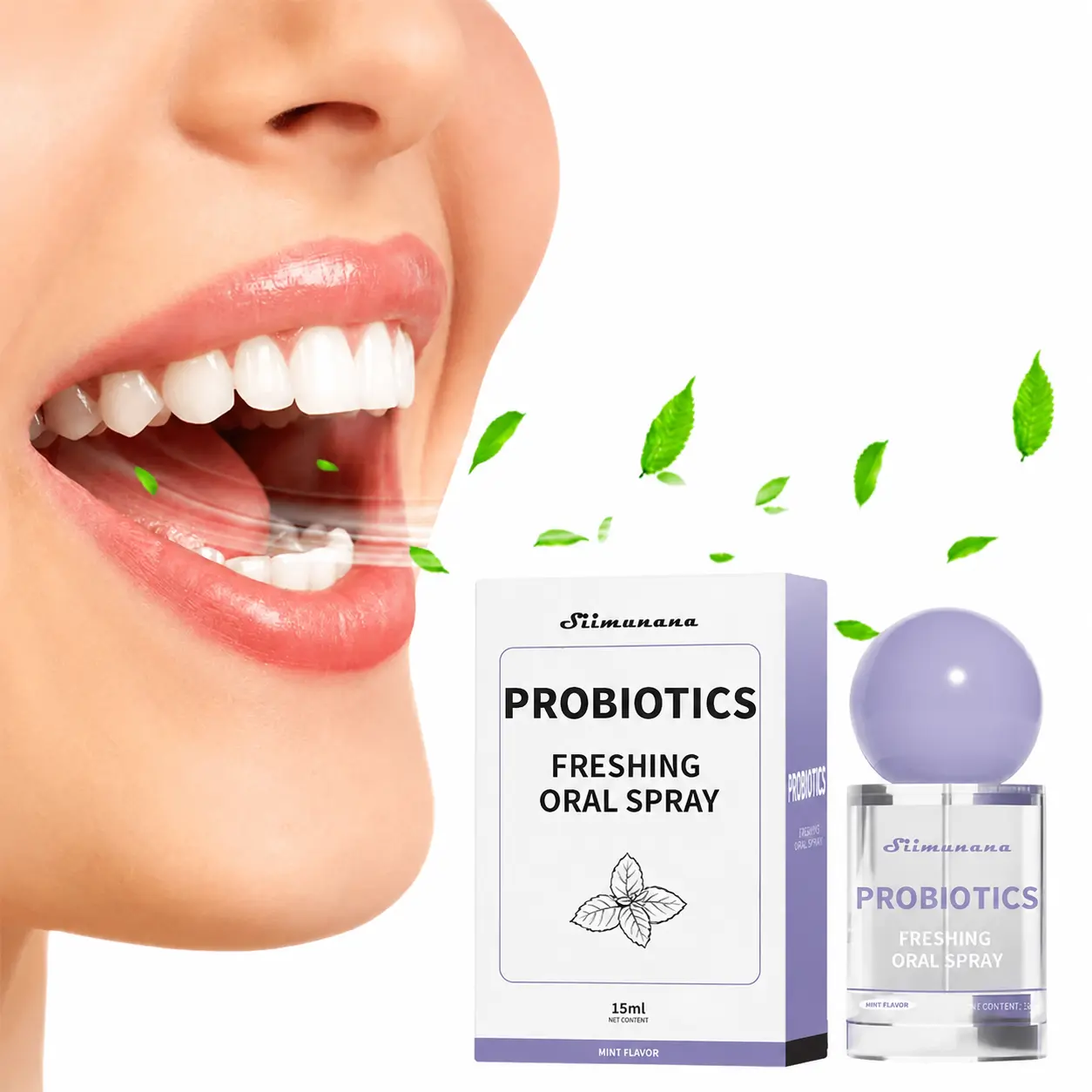 Probiotic Oral Spray | Mint Flavor Options, 15ml Sugar-Free, Compact & Portable Fresh Breath Spray for Everyday Oral Care | Probiotic Oral Spray, 15ml Breath Freshener for Long-Lasting Freshness & Oral Care, Portable & Sugar-Free