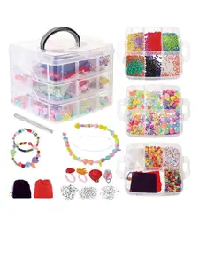 Diy Jewelry Making Kit, Including Beads, Elastic Thread, Scissors, Clasp, Jewelry Box, Diy Jewelry Making Supplies for Bracelet Necklace Earrings