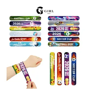 GGIRL 2026 Football Soccer Slap Bracelets 12 Pack Football Soccer Themed Assorted Snap Wristbands for Kids Teens Adults, Football Soccer Fan Gear, Sports Event Party Favors, School Classroom Prizes, Game Day Decorations & Gift