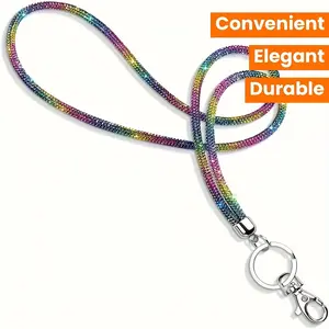 Charming Multicolor Crystal Lanyard Series, Elegant Phone Lanyard, Badge ID Neck Strap, Durable Phone Hook Buckle