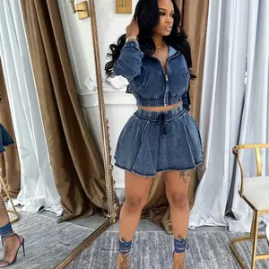 artículos a granel, lotes al por mayor, conjuntos de falda vaquera, verano 2025, conjunto de dos piezas, trajes, camise