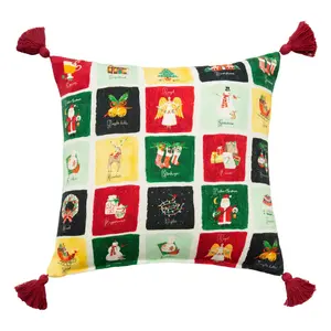 C&F Home Alphabet Grid Printed & Embellished Th row Pillow