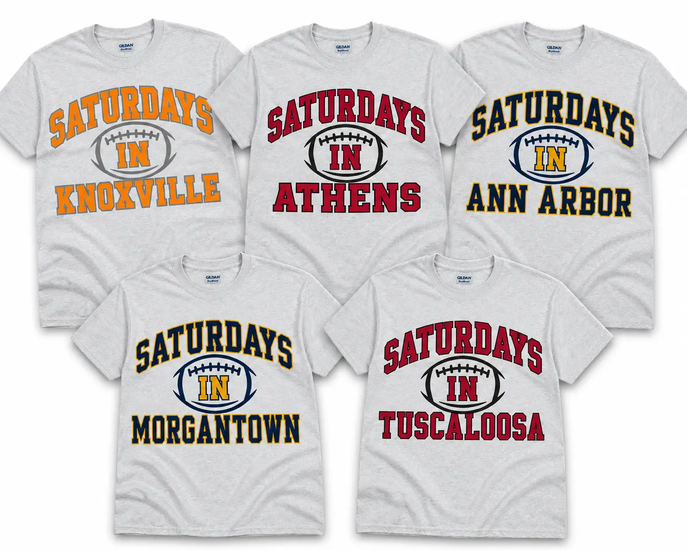 College Football Saturdays In Your City T-Shirt Short Sleeve 50% Cotton 50% Polyester Soft Comfortable Gildan Fabric Stylish Game Day Outfit