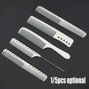 1/5 Pcs White Hair Comb Set: Professional Styling Comb + Flat Top Comb + Side Shaving Comb + Tail Comb - Anti-Static, Portable for Home & Salon Use, Durable Hairdressing Comb