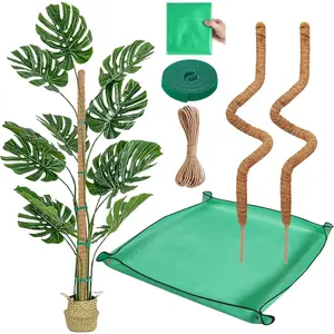 2 Pack Moss Pole Monstera  Support with Repotting Mat, 28 Inch  Support Stakes,  Sticks Support Tall for Indoor Potted Climbing , Pothos, Philodendron