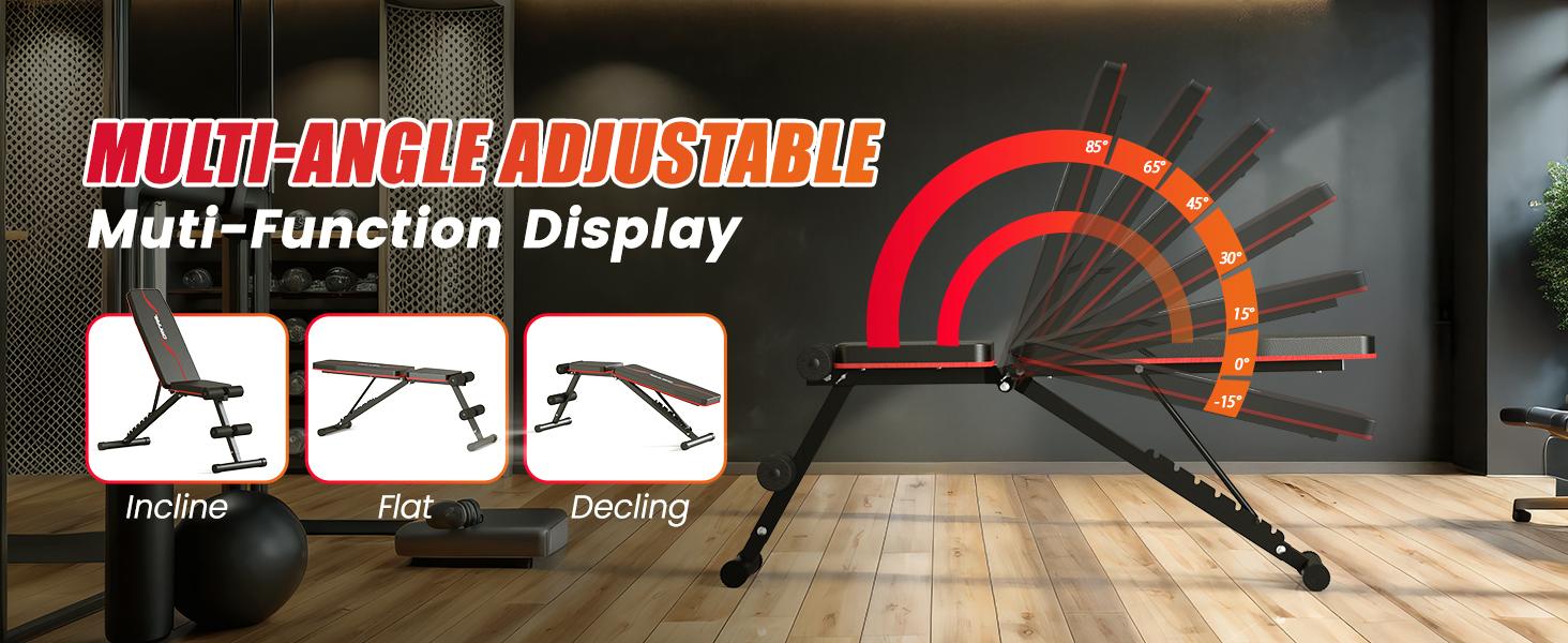 Orinar Adjustable Weight Bench Press Incline Decline Strength Training Bench Full Body Gym Workout Benches for Home Gym Fitness