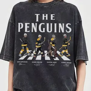 Comfort Color Pittsburgh Walking Road Signatures Ice Hockey Shirt, Sidney Crosby Evgeni Malkin Gift For Fan Hockey Unisex