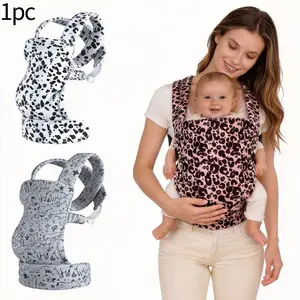 1pc Baby Front and Back Carrier, Newborn Toddler Carrier, Leopard Print Infant Hold Strap, Comfortable Breathable Design, Easy Portable Baby Holding Belt for Moms