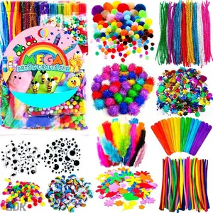 1170 Piece Kids Art Craft Kit, Large Capacity Storage Box, Includes 11 Materials, Variety of Materials, DIY School Art Set, Y2K Rainbow Colors, Ages 4-9, Crafting Kit