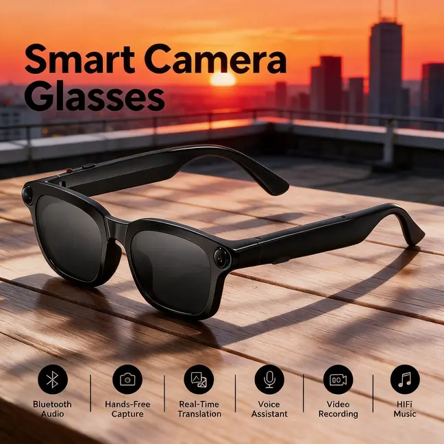 ZBORH Official Unisex Smart AI Glasses - 8MP Wearable Camera, Auto Photochromic UV Protection, Bluetooth Hands-Free 2H Video Recording, 48H Standby, 160+ Multilingual Wireless Translation, 32GB Storage, AI Image Stabilization, Ideal for Hiking, Cycling