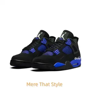 Retro Mid-Top Basketball Shoes in Black Suede Upper with Royal Blue Mesh Side Wings, Lace Locks, and Midsole Accents
