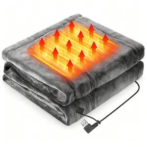Portable USB Heated Blanket Shawl and Electric Blanket - 63" x 33" Wearable| 3 Temperature Settings (without power bank)| Machine Washable Double-Sided Velvet and Flannel| Suitable for Indoor/Outdoor Home/Office/Travel Use - Gift