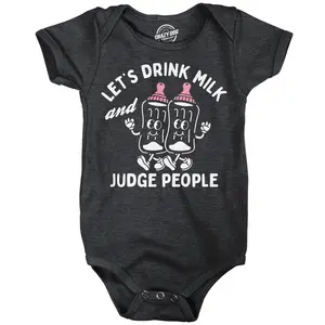 Lets Drink Milk And Judge People Baby Bodysuit Funny Sarcastic Graphic Novelty Jumper For Infants Funny Baby Onesies Funny Food Onesie Novelty Onesie Black -