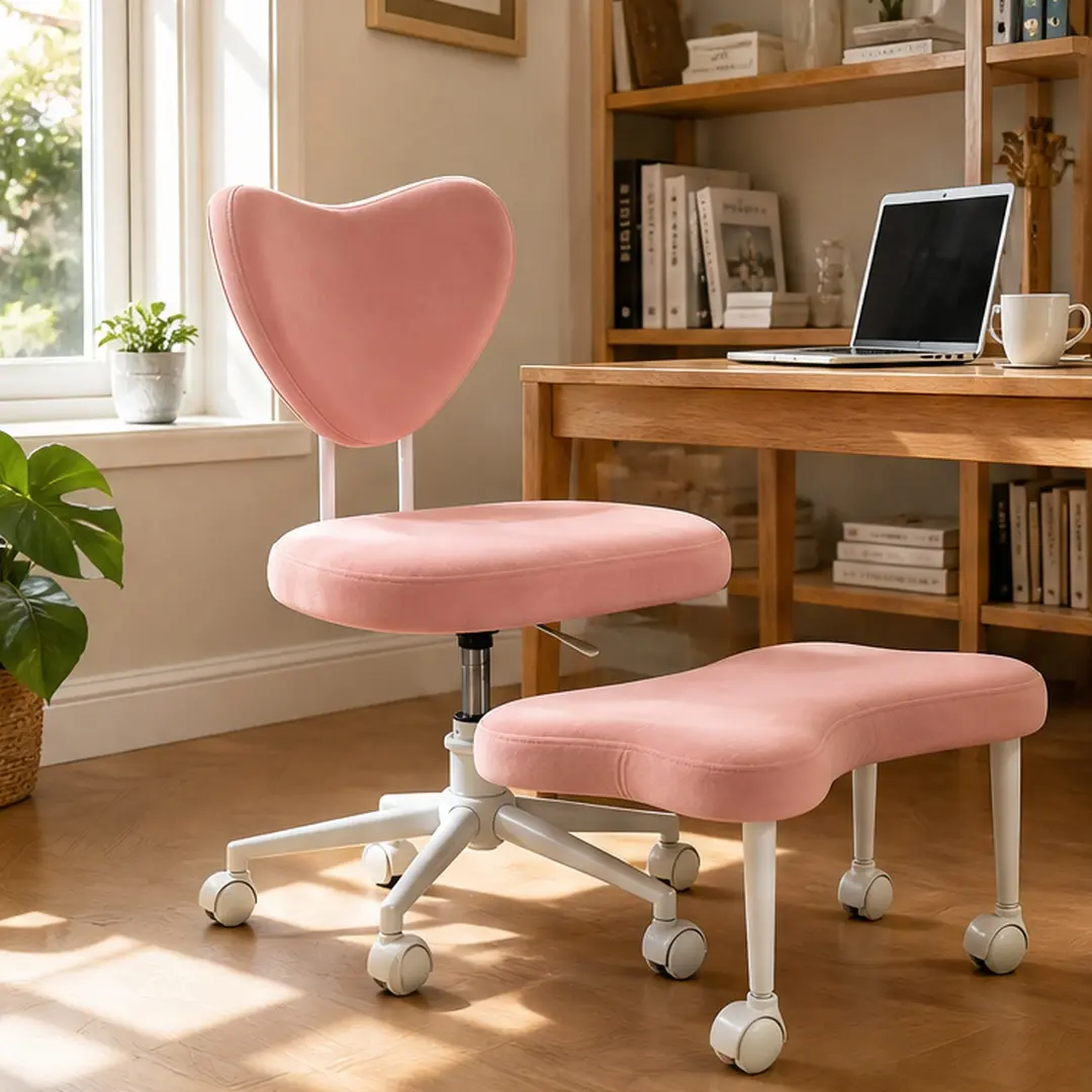 ARCH Ergonomic Cushioned Kneeling Chair - Cross-Legged Seating with Lumbar Support, Height-Adjustable Velvet Cushion, Metal Frame, 360-Swivel Casters for Office Work Desk, Living Room, Cushioned Kneeling Chairs