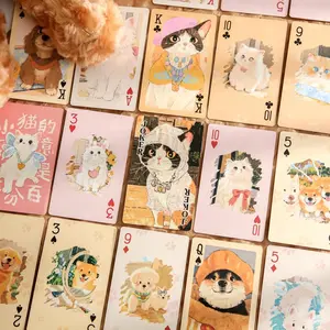 Animal Themed Card Paper, 55 Sheets/bag Cute Cartoon Cat Pattern Card Paper, Daily Material Card, Gift Card for Family & Friends
