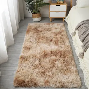 Style Silk Wool Carpet, Bedroom Bedside Blanket, Long Plush Full Coverage Rug, Living Room Dye-Sublimated Solid Color Foot Mat, Fluffy Rug, Soft Area Rug