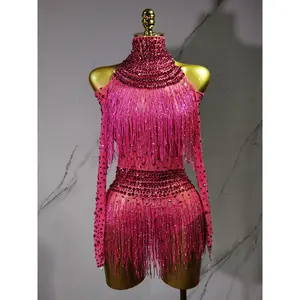 Rhinestones Fringed Bodysuit Women Gogo Dance Rave Outfit Dj Ds Stage Jazz Clothes Clubwear
