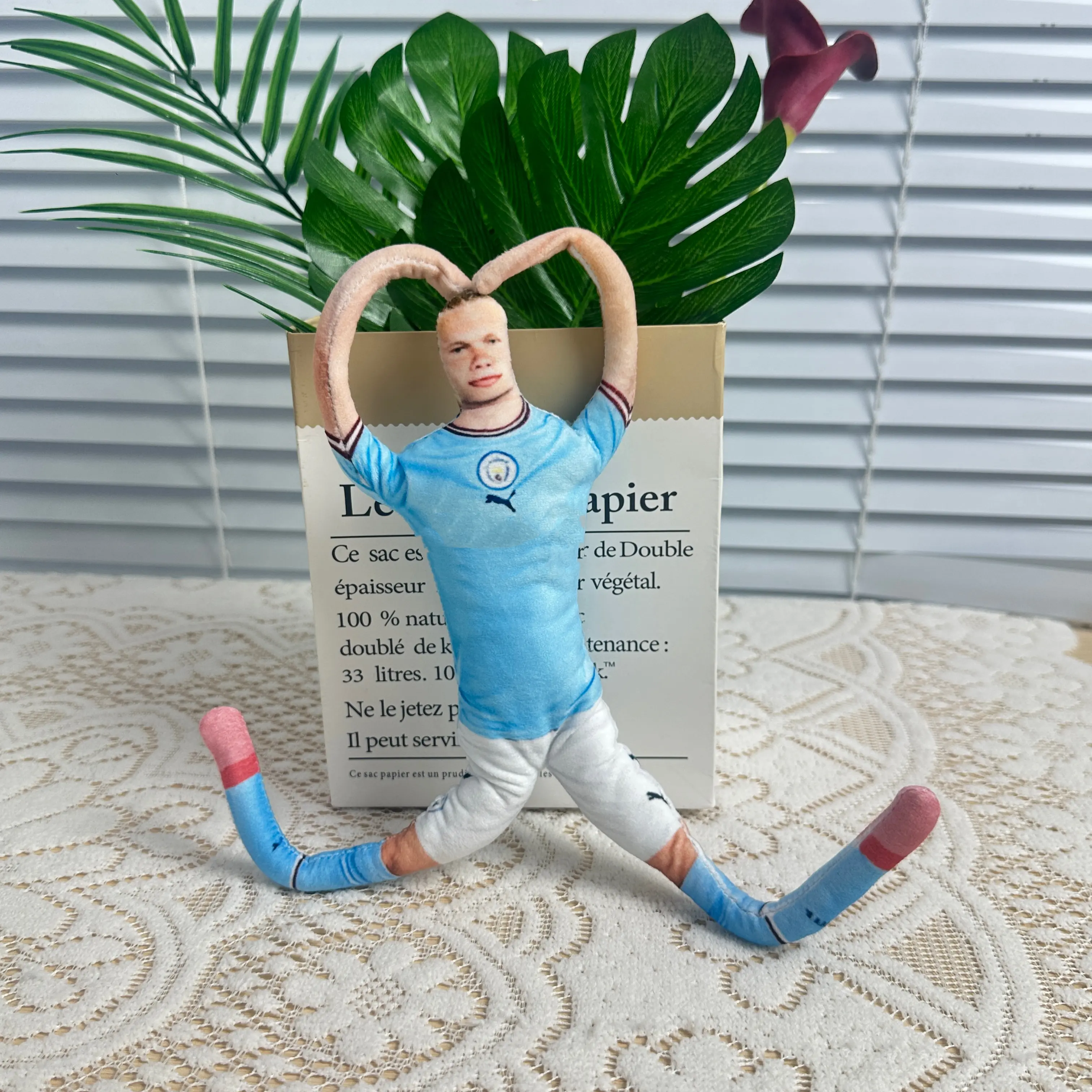 Soccer Player Plush Doll, Abstract Jointed Figure, Poseable Soft Toy for Room Decor, Funny Gift Idea for Football Fans