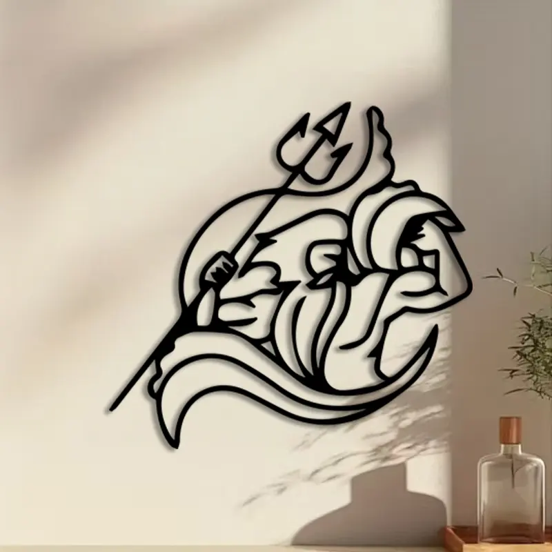 1pc Poseidon Metal Wall Art, Poseidon Statue Mural, Perfect for Office Wall, Christmas Decor, Ideal Gift for Mythology Enthusiasts, Durable Metal