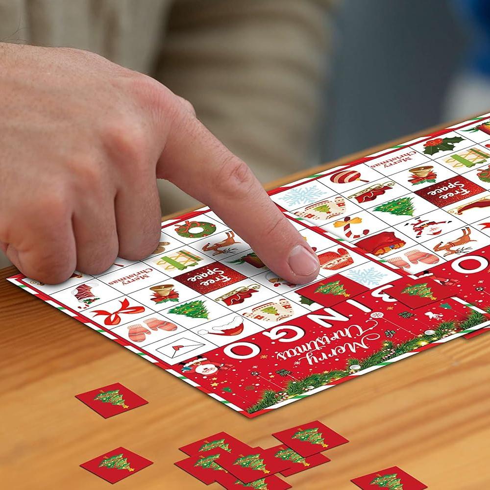 Bingo Game, Christmas Bingo Games for Family, Xmas Party Games Cards, Party Favors Supplies Decorations, 24 Players Game