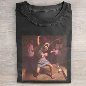 Funny Party Meme T-Shirt, Playful Doll Girl Face Graphic Tee, Aesthetic Retro Party Meme Top, Trendy Ironic Doll Humor Shirt, Premium Heavyweight Quirky Lifestyle Apparel, Boutique Unhinged Party Gift Tee, Vintage 90s Bootleg Doll Shirt