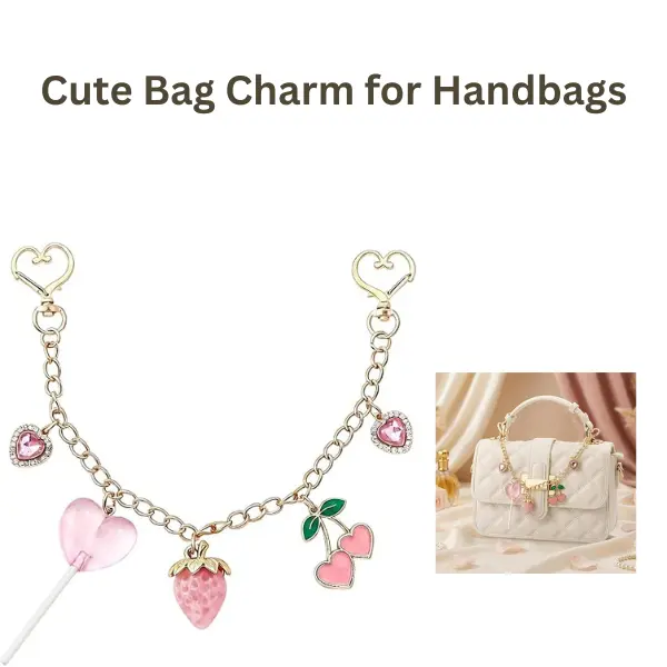 Cute Bag Charm for Handbags, Strawberry Cherry Purse Charm Chain, Keychain Accessory for Women Summer Gift