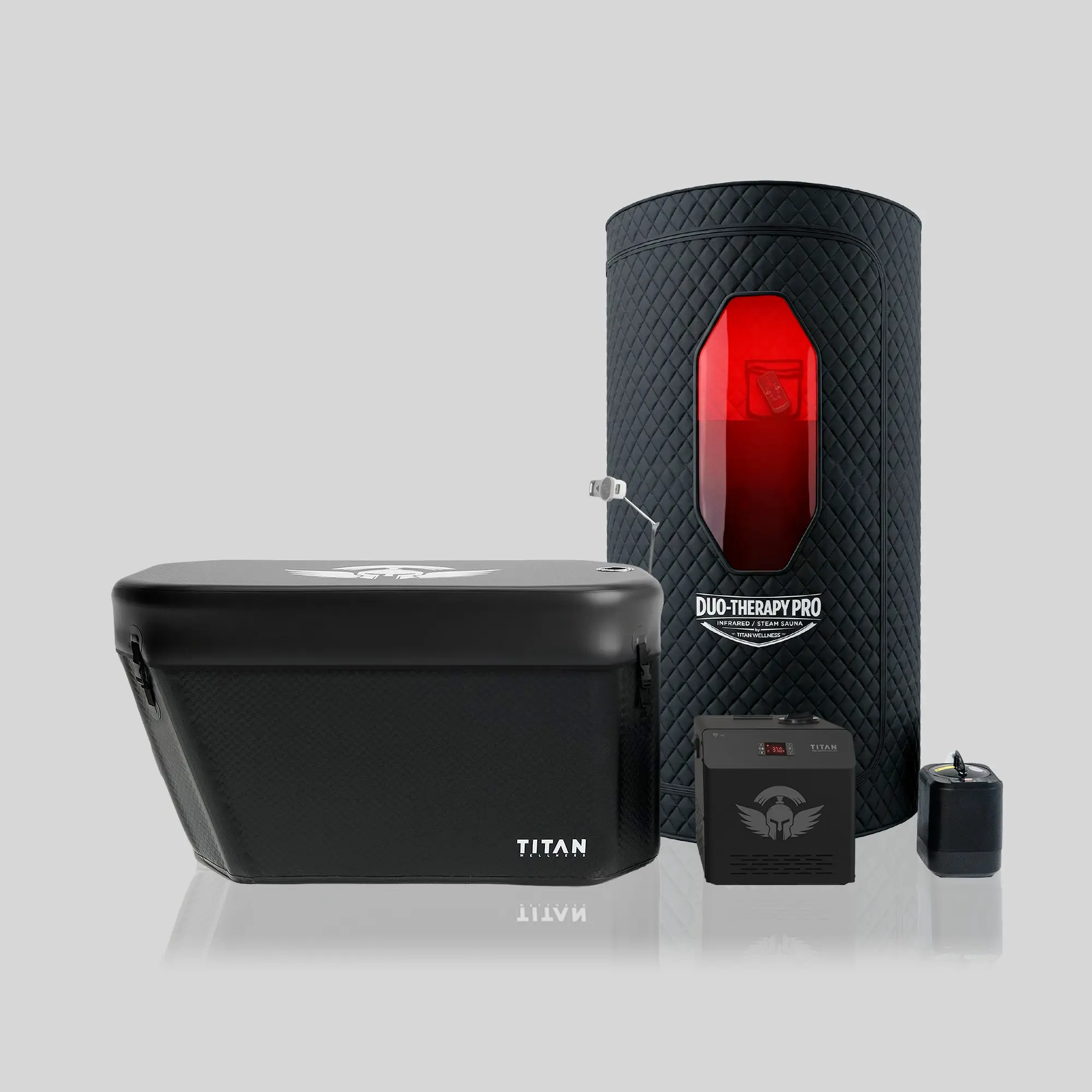 Cold Plunge w/ Chiller + Sauna IR Heat or Steam | Contrast Therapy Bundle | 2-Year Warranty | U.S.-Based | High-Performance Ice Bath | Titan Wellness