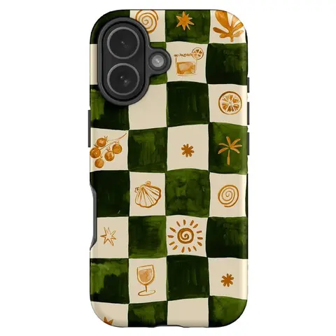 VYD Afternoon Mezze Checkered Shockproof Smartphone Case - Custom Handheld Protector, Wireless Charging Compatible, Shock-Absorbing, Premium Printing, Shockproof Matte Cover, Transparent Option, Fits iPhone 17 Pro Max,17,16,15 & Galaxy S25 Ultra