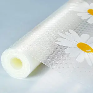 Waterproof Shelf and Drawer Liners for Kitchen Cabinet, Refrigerator Mats Bathroom Sink Liner, Clear Daisy 17.7"×78.7"