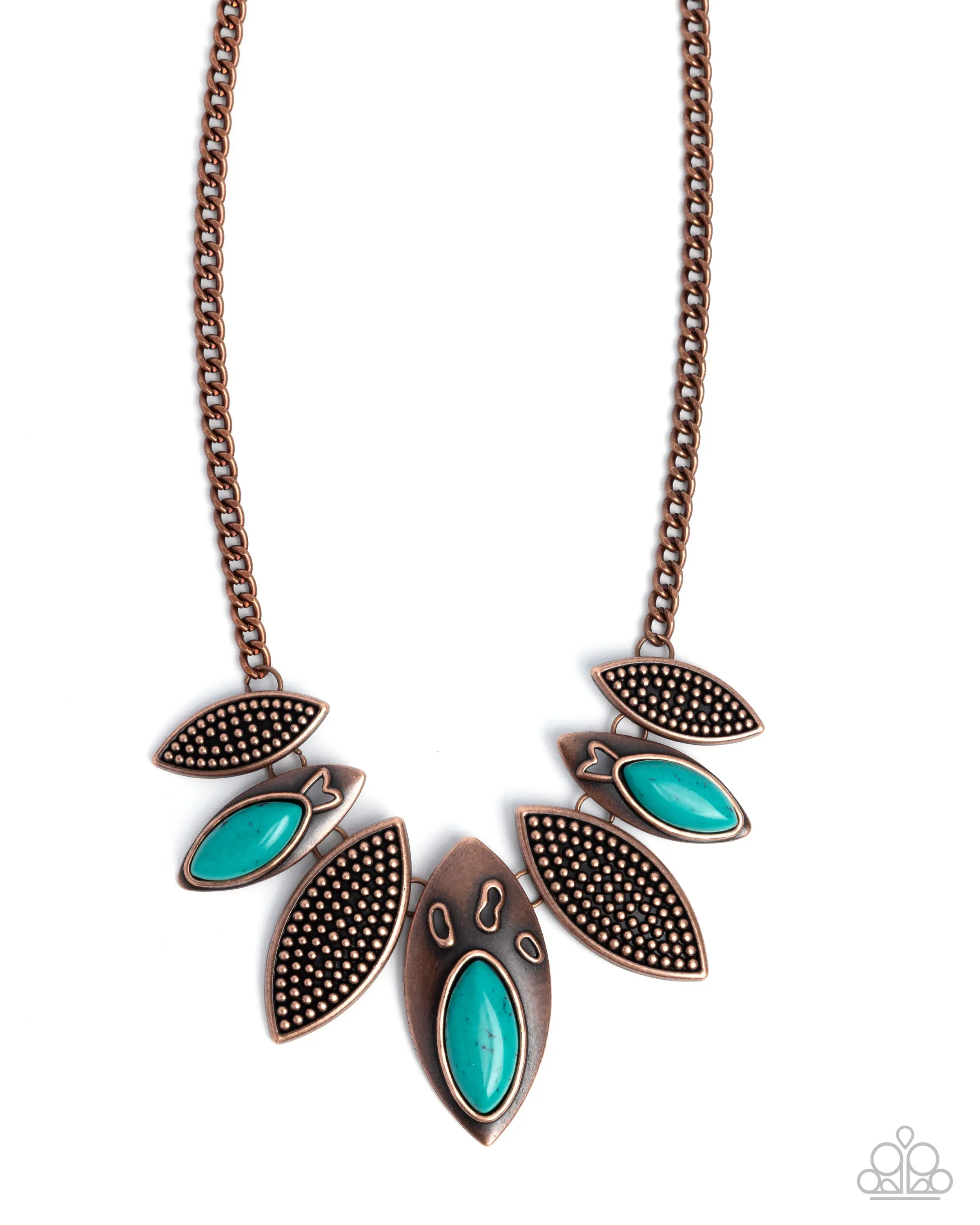 Textured Tutelage - Copper Turquoise Short Necklace